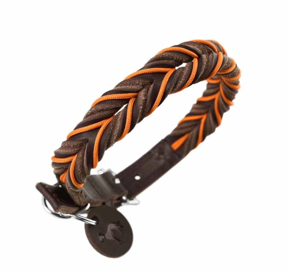 Hunter Hondenhalsband Solid Education Cord Bruin Oranje 4 Hunter Hondenhalsband Solid Education Cord Bruin Oranje - Afbeelding 2