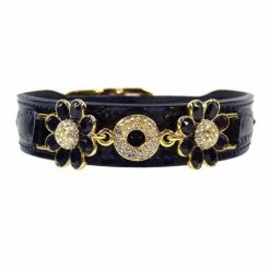Hartman And Rose Hondenhalsband Daisy Zwart Lakleer