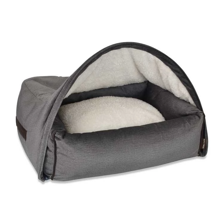 KONA CAVE Hondenmand Snuggle Cave Bed Grey Velvet 3 KONA CAVE Hondenmand Snuggle Cave Bed Grey Velvet