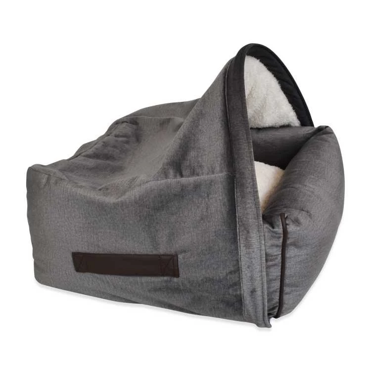 KONA CAVE Hondenmand Snuggle Cave Bed Grey Velvet 4 KONA CAVE Hondenmand Snuggle Cave Bed Grey Velvet - Afbeelding 2