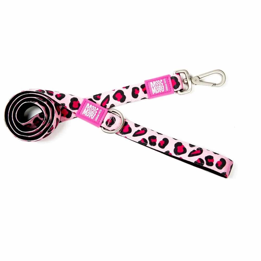 Max&Molly Max & Molly Hondenriem Short Leash Leopard Pink 3 Max&Molly Max & Molly Hondenriem Short Leash Leopard Pink