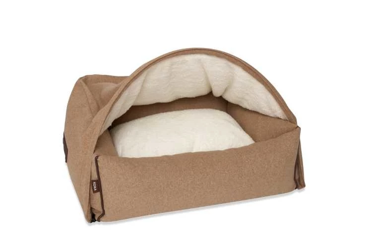 KONA CAVE Hondenmand Snuggle Cave Bed Liht Brown Flannel 3 KONA CAVE Hondenmand Snuggle Cave Bed Liht Brown Flannel