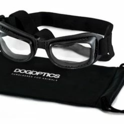 Dogoptics Hondenzonnebril Biker Black Frame Clear Lens