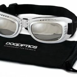 Dogoptics Hondenzonnebril Biker Silver Frame/Mirror Lens
